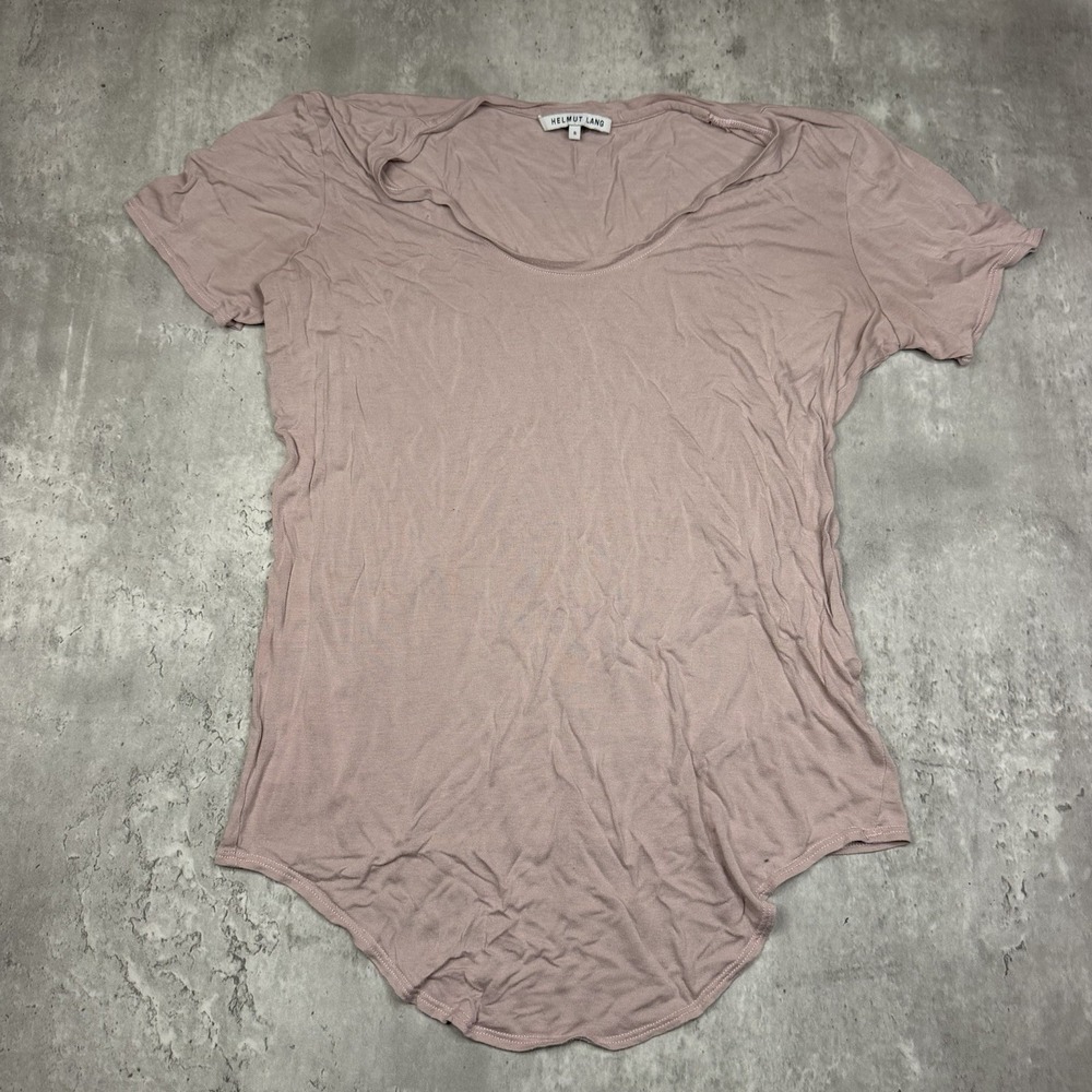Helmut Lang Micro Modal Scoop Neck T-Shirt Pink Mauve Short Sleeve Women’s Small